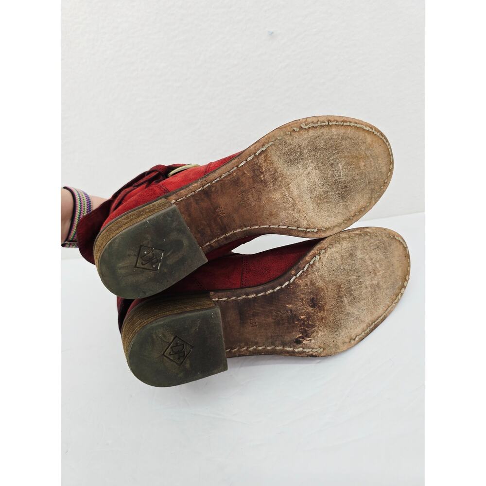 Donald J. Pliner Danee Women's Fold-Over Suede Red Heeled Booties Red 8 - Picture 7 of 8